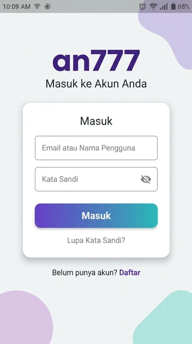 Tampilan halaman login an777