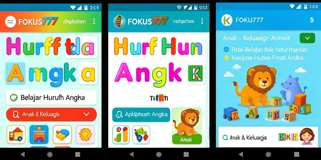 Screenshot FOKUS777 yang menunjukkan permainan belajar huruf dan angka.